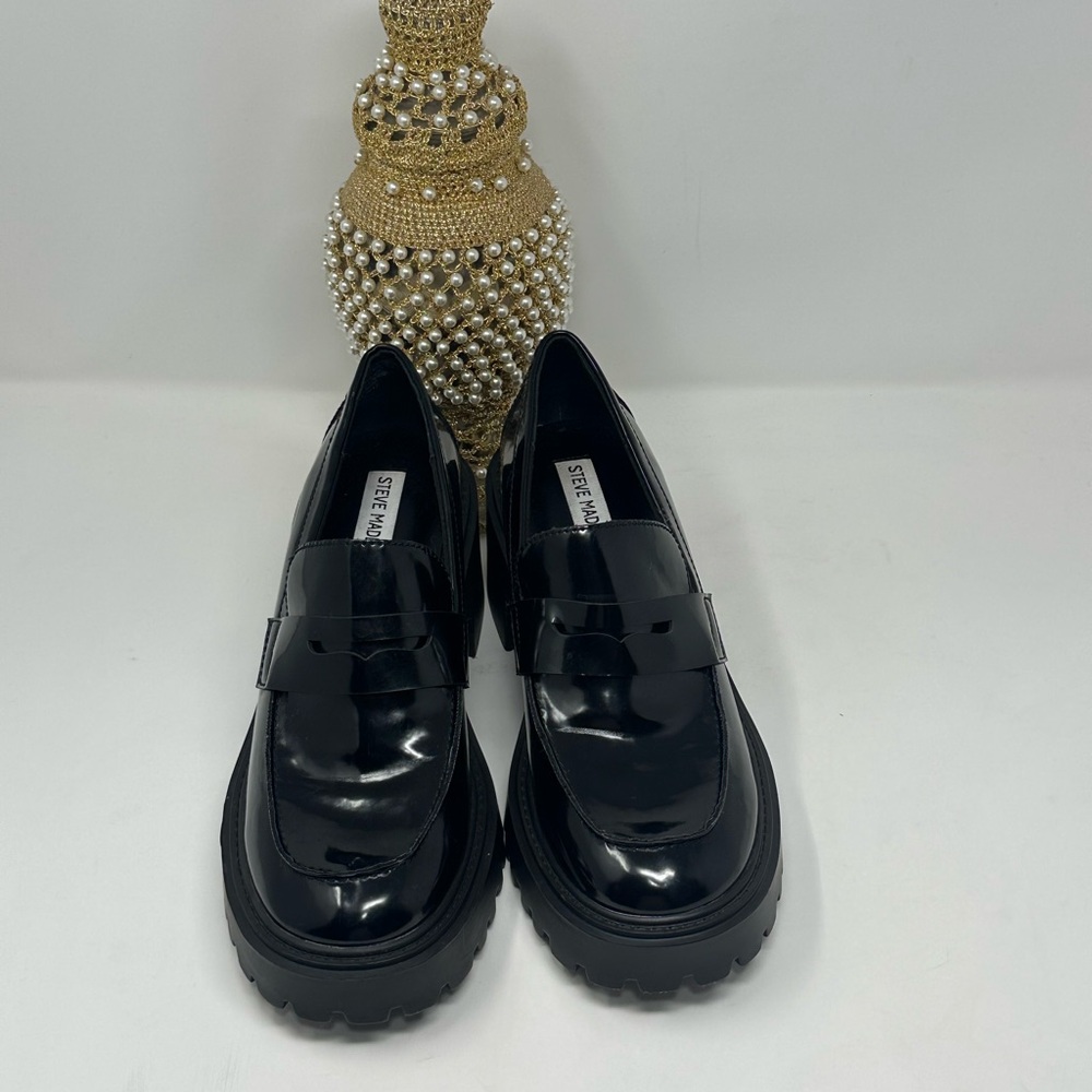 Steve Madden Glossy Black Women's Platform Loafers - 8.5